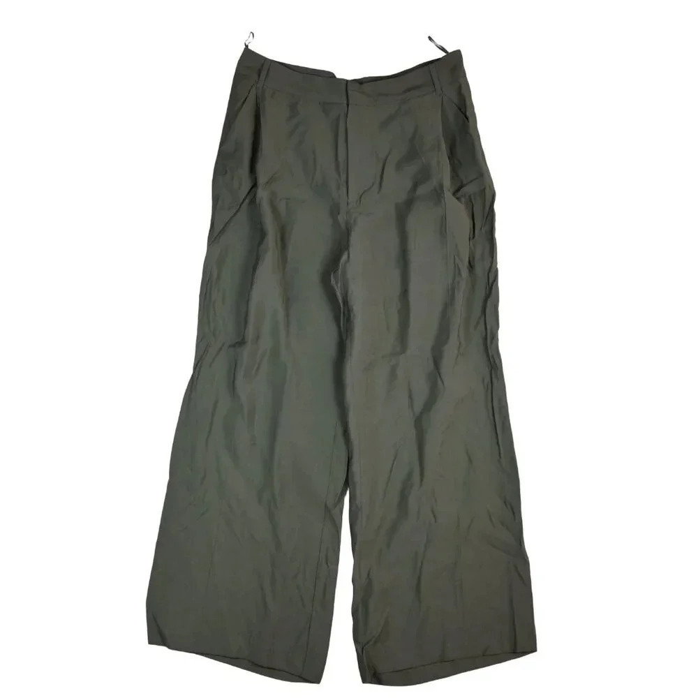 ZARA || EXTRA Wide Legs Paraschute Cargo Trouser Pants Olive Drab XL 32 Gorpcore